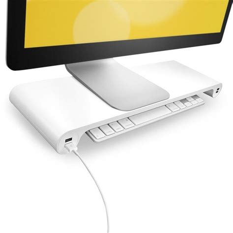 Smart Monitor Stand with Six USB Ports Hub and Keyboard Storage Space ...