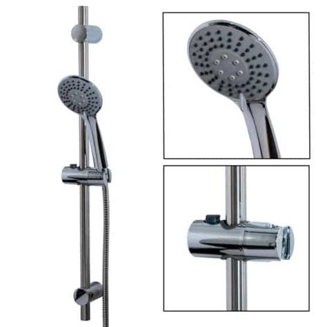 Shower Head Holder Riser Rail Kit 3 Function Handset Stainless Steel