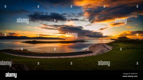 Coral Beach at sunset, Dunvegan, Isle of Skye, Scotland, UK Stock Photo ...