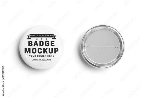 Circular Pin Badge Isolated On White Mockup Stock Template Adobe Stock