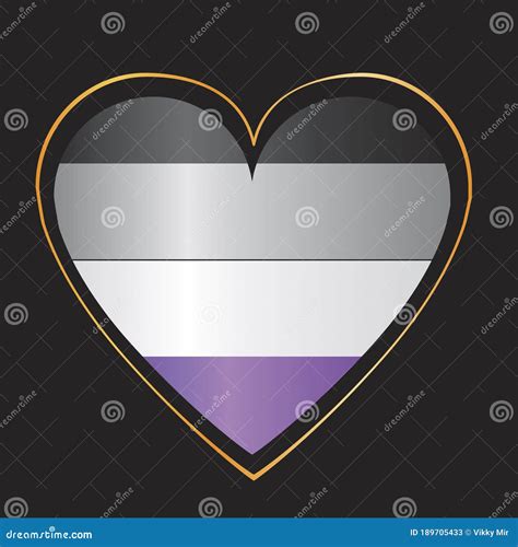 Asexual Flag In Heart Isolated On Black Background As A Pride Concept Lgbtq Flat Vector