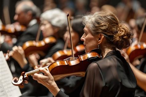 Premium Photo A Woman Holding A Violin In Her Right Hand