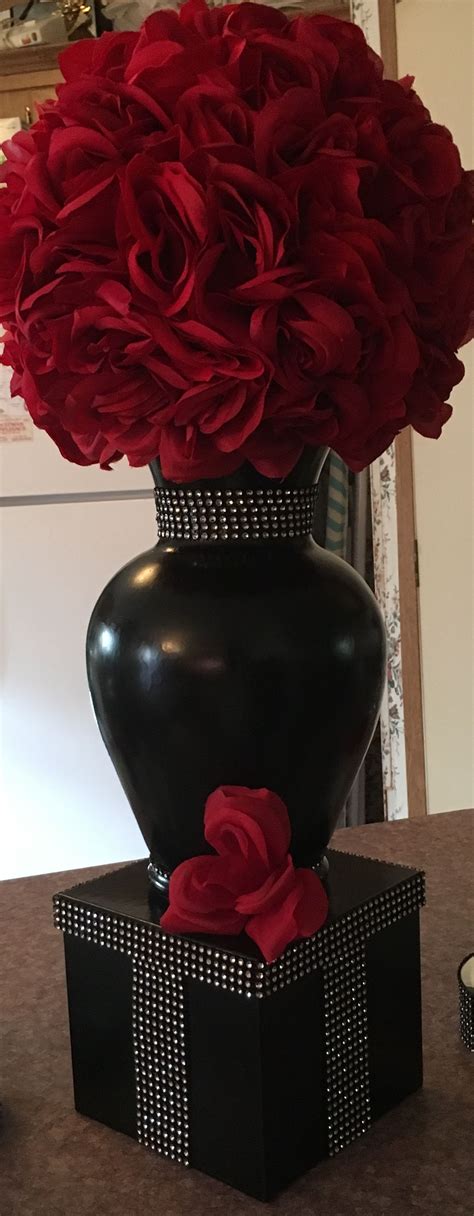 Bling Blackbox And Black Vase Im In Love ️ Wedding Table Flowers