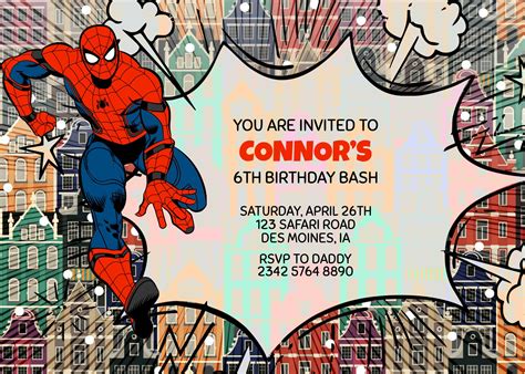 Spider Man Invitation Template