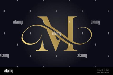 Luxury Letter M Logo Template In Gold Color Initial Luxury M Letter