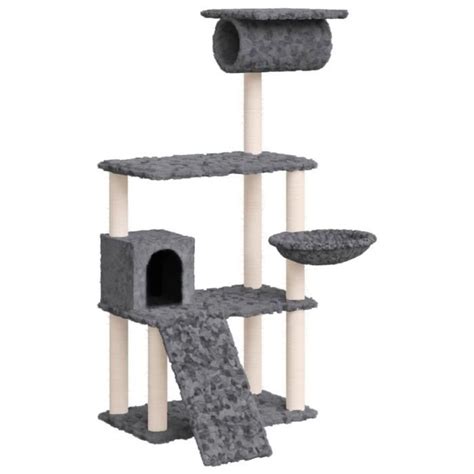 Fafeicy Arbre à chat avec griffoirs en sisal Gris foncé 131 cm FA001