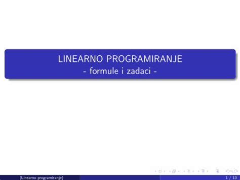 Pdf Linearno Programiranje Formule I Zadaci Dokumen Tips