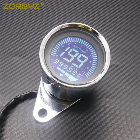 Zorbyz Chrome Motorcycle Digital Led Lcd Odometer Speedometer