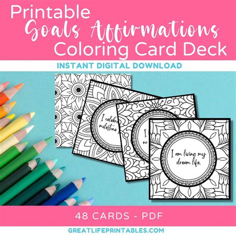 Goals Printable Affirmations Card Deck Printable Affirmation Cards