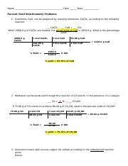 Calculating Percent Yield in Stoichiometry Problems | Course Hero