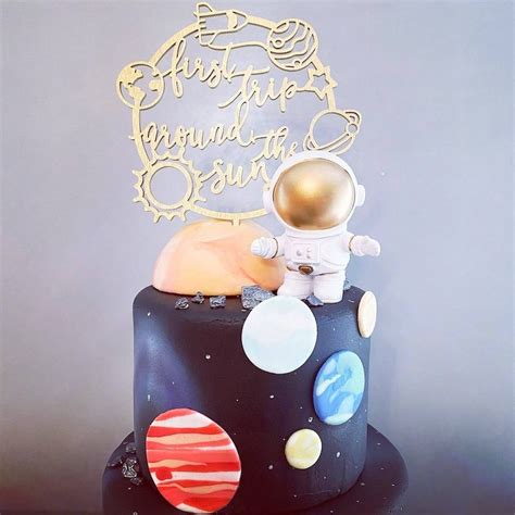 First Trip Around The Sun Cake Topper Space Birthday Party 1st