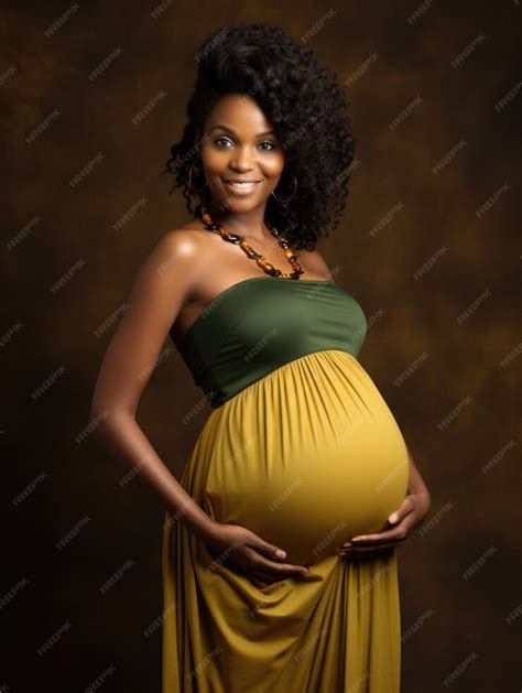 Premium Ai Image Happy Pregnant Beauty Young American Black Skin