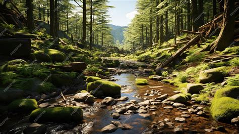 Forest landscape background green forest realistic photo | Premium AI ...