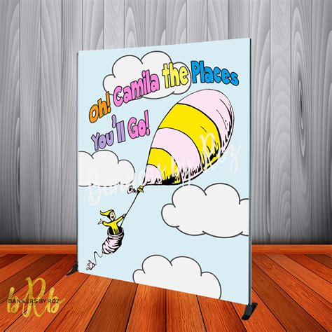 Oh The Places Youll Go Hot Air Balloon Backdrop Personalized Desig Banners By Roz