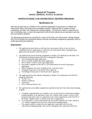 Waiver Of Basic Law Enforcement Training Program Doc Template Pdffiller