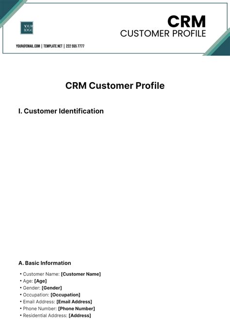 Free CRM Customer Profile Template to Edit Online