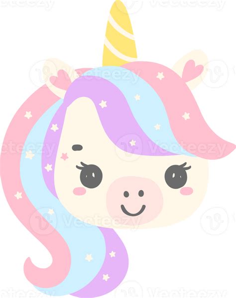 Linda Bebé Unicornio Cara Dibujos Animados Ilustración 34889973 Png