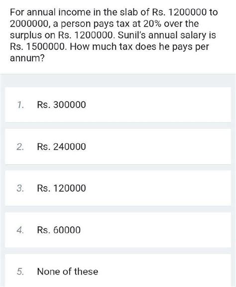 Solved For Annual Income In The Slab Of Rs Solutioninn