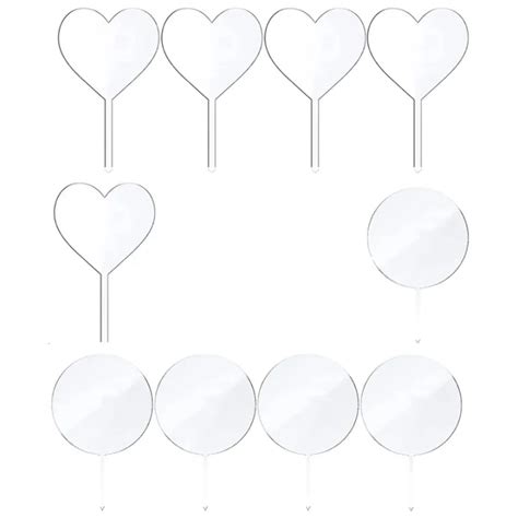 Blank Acrylic Cake Toppers Clear Circle Heart Diy Birthday Cake Topper