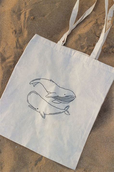 Whales Tote Bag Tote Bag Ballenas Gestickte Beutel Sticken Und