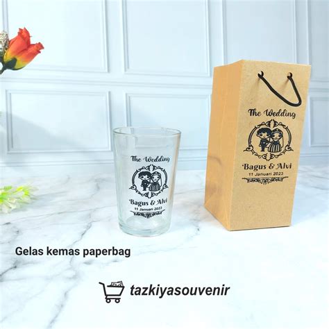 Jual Souvenir Gelas Pernikahan Sablon Kemas Plastik Shopee Indonesia