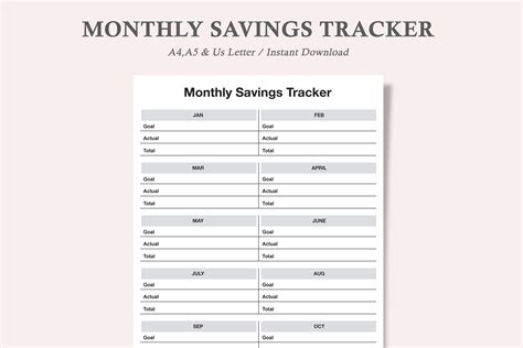 Monthly Savings Tracker Graphic by watercolortheme · Creative Fabrica