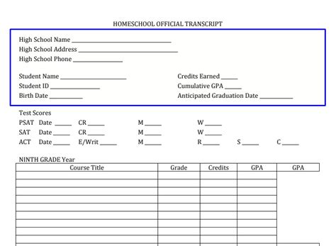 Printable Blank Template For Transcripts Printable Online