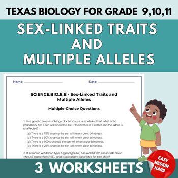 Texas Biology Sex Linked Traits And Multiple Alleles Worksheets
