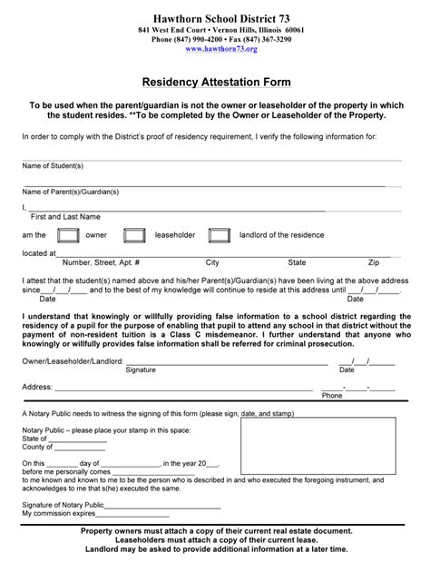 Resident Attestation Template