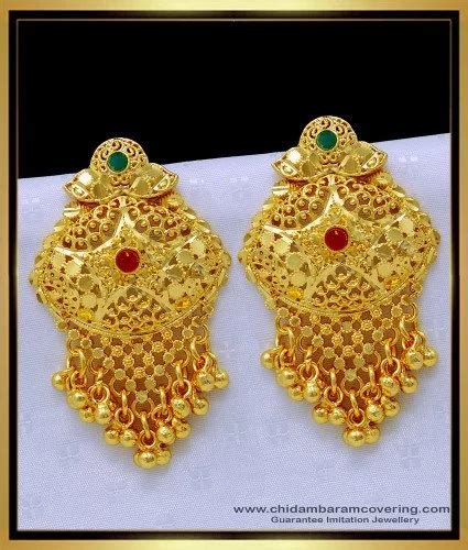 Buy Bridal Wear Real Gold Look One Gram Gold Forming Stone Dangle