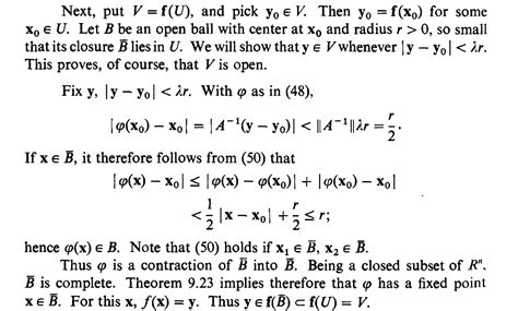 Real Analysis Inverse Function Theorem Proof In Rudin Book Openness