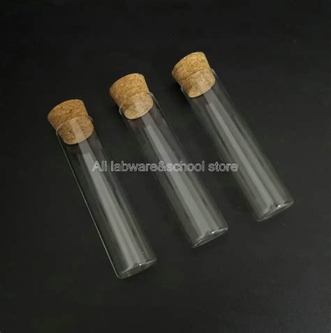 5pcs Pack Glass 25x100mm Clear Flat Bottom Glass Test Tube With Cork