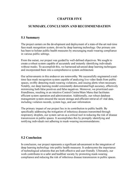 Chapter FIVE - CHAPTER FIVE SUMMARY, CONCLUSION AND RECOMMENDATION 5