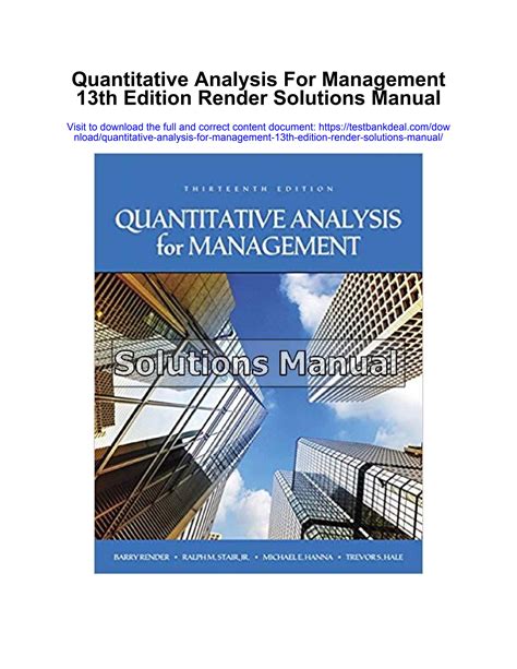 Quantitative Analysis For Management 13th Edition Render Solutions