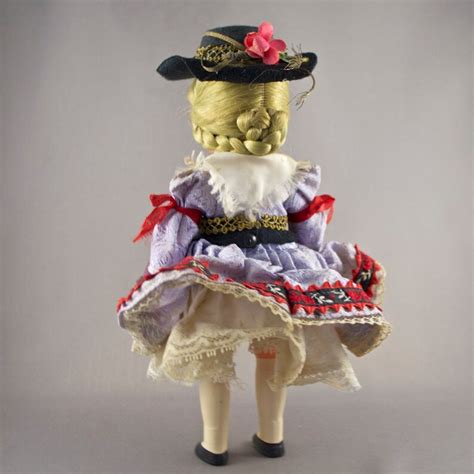 Austria Vintage Plastic Doll Dressed In Traditional Costume Movable