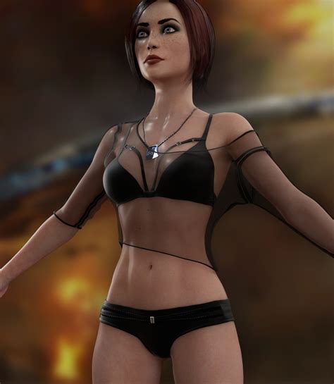 Rule 34 Commander Shepard Female Only Femshep Lingerie Mass Effect Red Hair Sabina Renwa Smirk