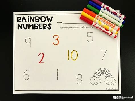 Rainbow Tracing Numbers Printable 1-20