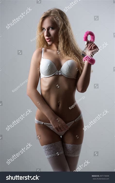 Woman Underwear Bite Handcuffs Bdsm Sex Stock Photo 297173039