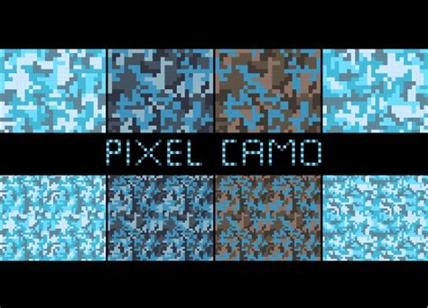 Pixel Camo Seamless Pattern Fashion Blue Trendy Vector Image