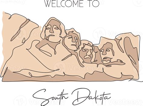 Single Continuous Line Drawing Mount Rushmore National Memorial