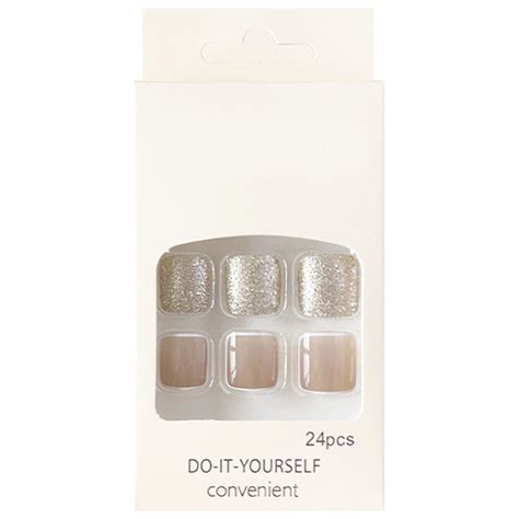 Zlezpi Clearance Fake Nails Silver Shining Star Toenail Nocare Toenail