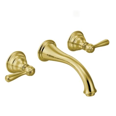 Moen Kingsley Polished Brass Widespread 2 Handle Watersense Bathroom Sink Faucet At