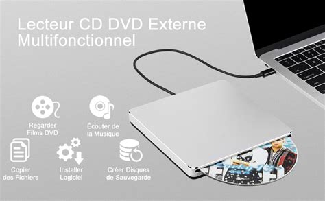 NOLYTH Lecteur CD Externe Pour PC Slot Dans Lecteur DVD Externe Pour