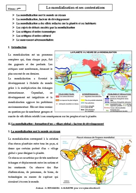 Mondialisation Et Ses Contestations Cours Me G Ographie Pass