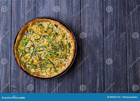 Homemade Baked Zucchini Quiche Lorraine With Eggs Milk And Cumin Stock