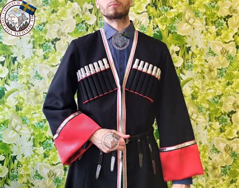 Black Chokha Cossack And Caucasus Traditional Coat Men S Dress Costume 16 Chest Accessory Folk