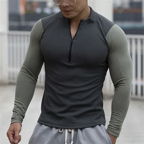 Compression Zipper Men's Fitness T Shirt - Men's Fitness Apparel, Men's ...