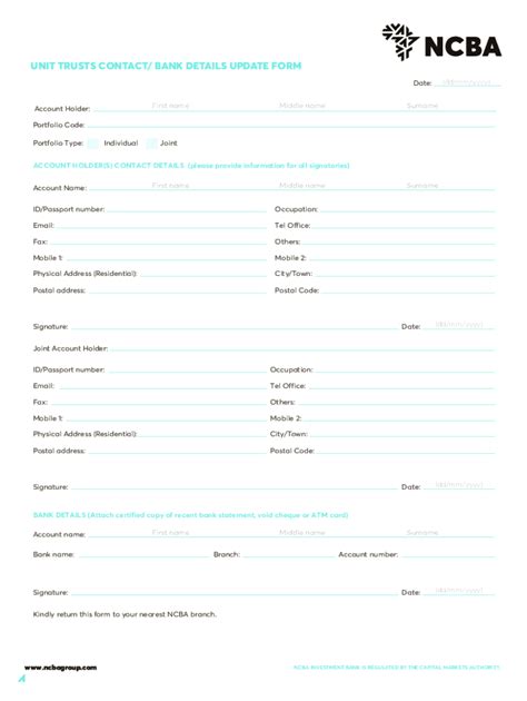 Fillable Online Unit Trust Contact Update Form Fax Email Print Pdffiller