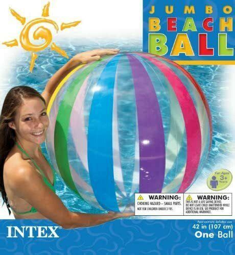 Intex Jumbo Inflatable Colorful Rainbow Striped Vintage Giant Beach Ball 42 Inch Values Mavin