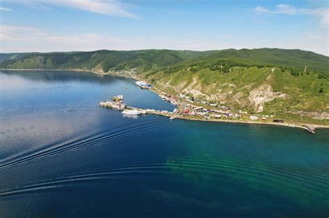 Premium Photo | Aerial view of the port of baikal lake baikal in summer